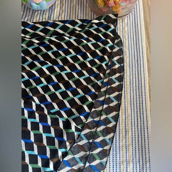 Diane Von Furstenberg Black Geometric Print Long Sleeve Wrap Maxi Dress Size L - Picture 10 of 11